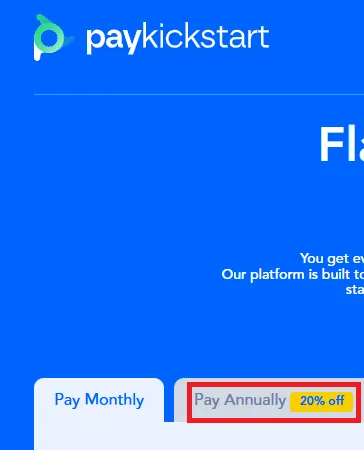 Paykickstart 20% off offer